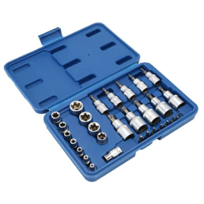 TORX BITS SOCKETS & E- SOCKETS SET -  (1/2) SQUARE DRIVE (19PCS.)