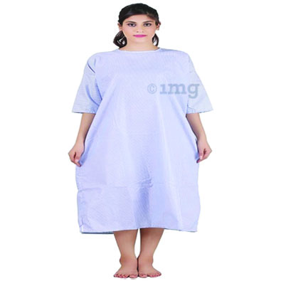 HPI2B - PATIENT GOWN - PRINTED - BACK OPEN - HALF SLEEVES(POLY COTTON)